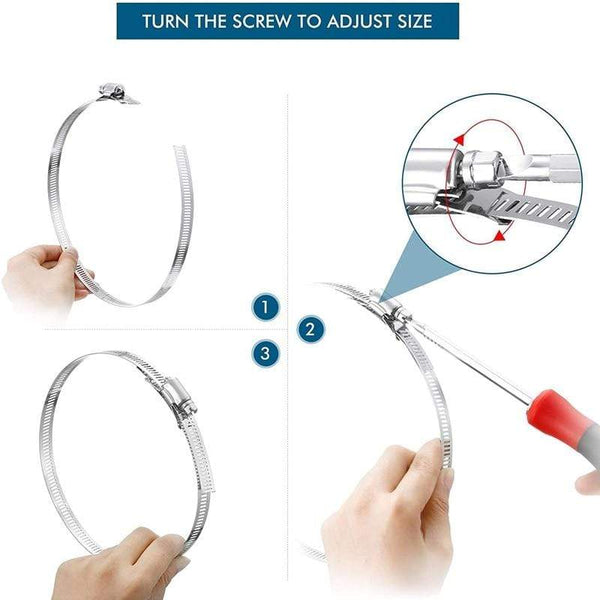 Planet Gates 304 Stainless Steel Worm Clamp Hose Clamp Strap with Fasteners Adjustable DIY Pipe Hose Clamp Ducting Clamp 11.5 Feet