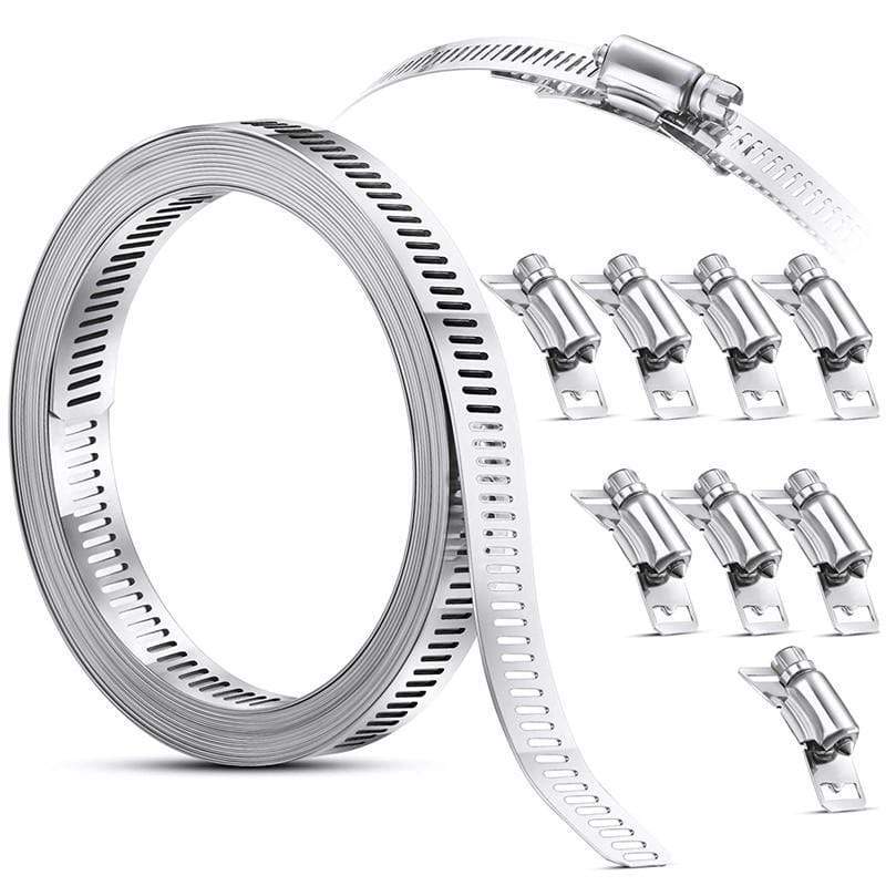 Planet Gates 304 Stainless Steel Worm Clamp Hose Clamp Strap with Fasteners Adjustable DIY Pipe Hose Clamp Ducting Clamp 11.5 Feet