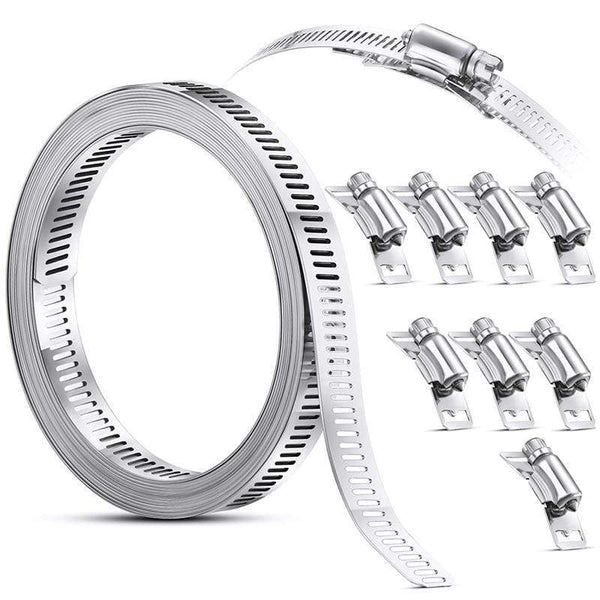 Planet Gates 304 Stainless Steel Worm Clamp Hose Clamp Strap with Fasteners Adjustable DIY Pipe Hose Clamp Ducting Clamp 11.5 Feet