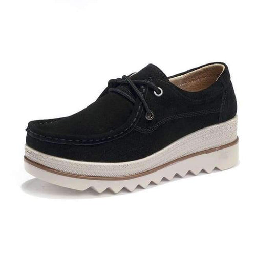 Planet Gates 3089 Black / 11 STQ 2018 Autumn women flats leather suede platform sneakers women shoes ladies casual lace up flats creepers moccasins shoes