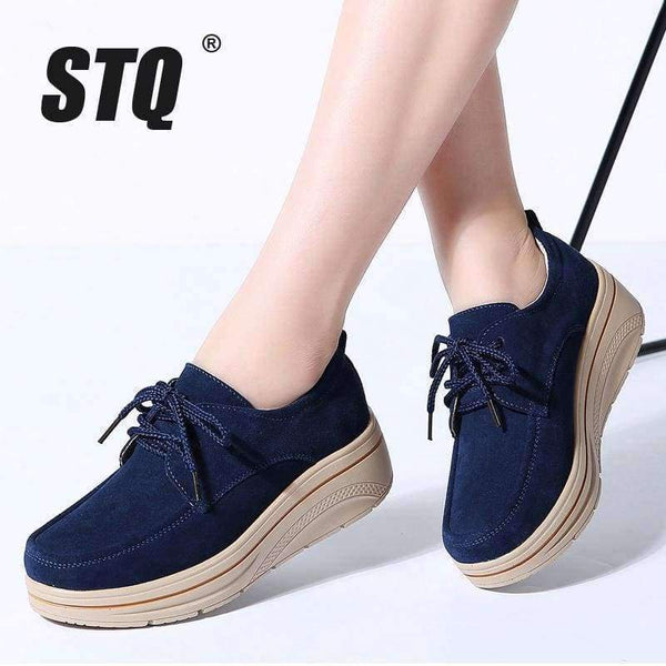 Planet Gates 3089 Grey / 11 STQ 2018 Autumn women flats leather suede platform sneakers women shoes ladies casual lace up flats creepers moccasins shoes