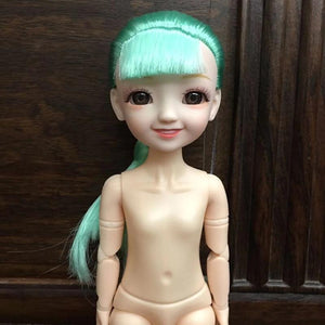 Planet Gates 30CM 1/6 BJD Doll 11 Joints Multicolor Hair 3D Big Eyes Fashion Cute Smile Nude Female Doll DIY Kids Toy for Girl Christmas Gift