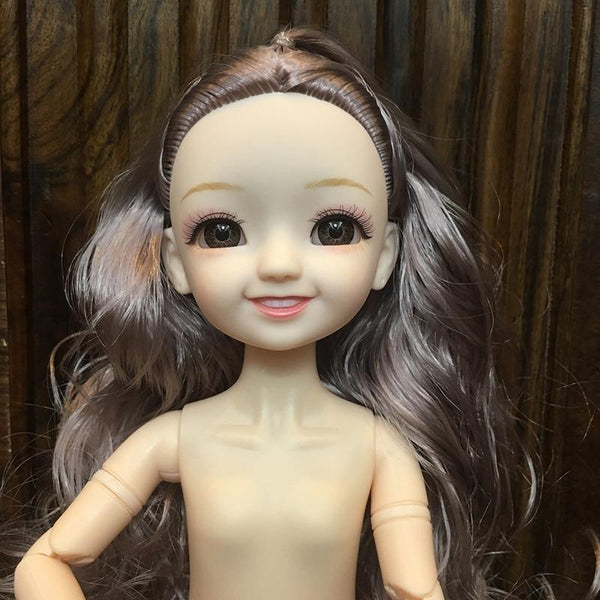 Planet Gates 30CM 1/6 BJD Doll 11 Joints Multicolor Hair 3D Big Eyes Fashion Cute Smile Nude Female Doll DIY Kids Toy for Girl Christmas Gift