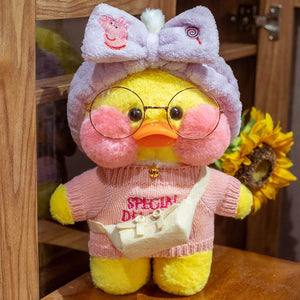 Planet Gates 30cm Cartoon LaLafanfan Cafe Yellow Duck Plush Toy Stuffed Soft Kawaii Duck Doll Animal Pillow Girl Birthday Gift for Children