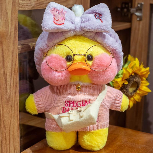 Planet Gates 30cm Cartoon LaLafanfan Cafe Yellow Duck Plush Toy Stuffed Soft Kawaii Duck Doll Animal Pillow Girl Birthday Gift for Children