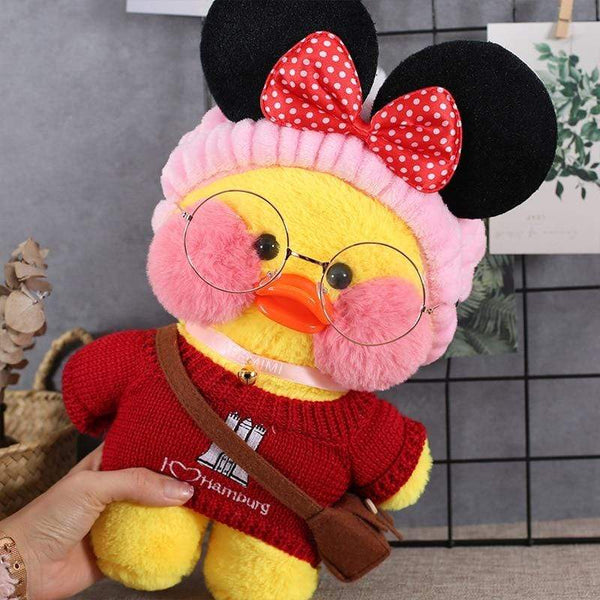 Planet Gates 30cm Cartoon LaLafanfan Cafe Yellow Duck Plush Toy Stuffed Soft Kawaii Duck Doll Animal Pillow Girl Birthday Gift for Children