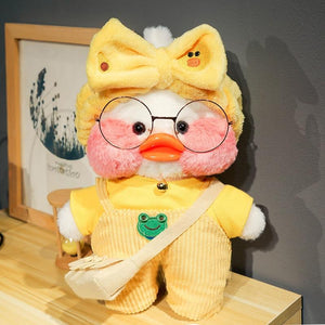 Planet Gates 30cm Kawaii Plush Yellow Duck Stuffed Animals Hyaluronic Acid Duck Lalafanfan Duck Clothes Accessories Toys for Girls Kids Gifts