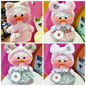 30cm LaLafanfan Cafe Duck Plush Toy Doll Clothes  Cartoon Yellow Duck Stuffed Dolls Doll Accessories Kids Toys Gift For Children