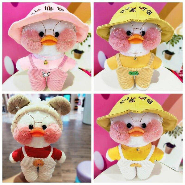 30cm LaLafanfan Cafe Duck Plush Toy Doll Clothes  Cartoon Yellow Duck Stuffed Dolls Doll Accessories Kids Toys Gift For Children