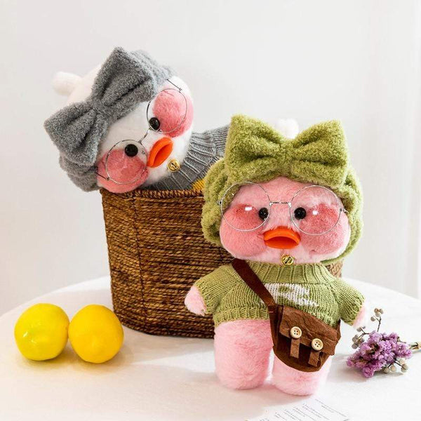 Planet Gates 30cm New Hyaluronic Acid Duck Plush Dolls Cute Animal Ducks Stuffed Doll Toys For Girl Little Yellow Duck With Glasses Kids Gift