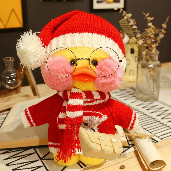 Planet Gates 30cm New Hyaluronic Acid Duck Plush Dolls Cute Animal Ducks Stuffed Doll Toys For Girl Little Yellow Duck With Glasses Kids Gift