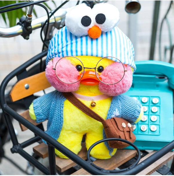 Planet Gates 30cm New Hyaluronic Acid Duck Plush Dolls Cute Animal Ducks Stuffed Doll Toys For Girl Little Yellow Duck With Glasses Kids Gift