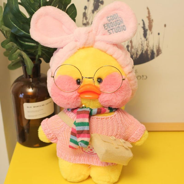 Planet Gates 30cm New Hyaluronic Acid Duck Plush Dolls Cute Animal Ducks Stuffed Doll Toys For Girl Little Yellow Duck With Glasses Kids Gift