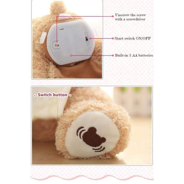 Planet Gates 30cm Peek a Boo Elephant Teddy Bear Play Hide Seek Lovely Cartoon Stuffed Kids Birthday Gift Cute Electric Music Bear Plush Toy