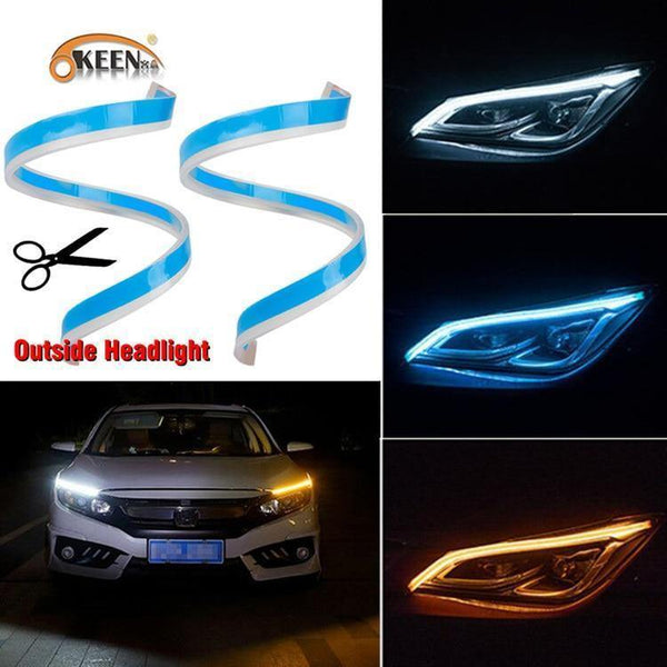 Planet Gates 30cm / single White 2x Ultrafine 45cm 60cm drl LED Flexible Tube Style Daytime Running Lights Tear Strip Car Headlight Turn Signal Angel Eyes