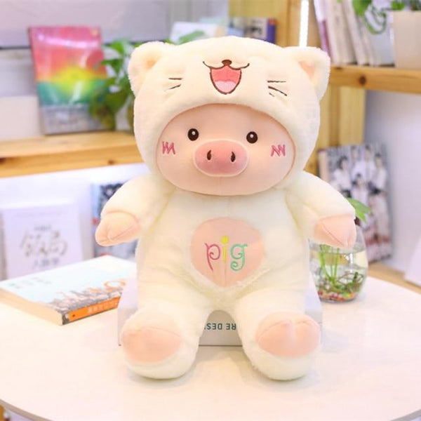 Planet Gates 30cm / white 30-60cm Lovely Pig Plush Toy Creative Cosplay Cat&Bear&Dog Doll Soft Stuffed Animals Toy for Children Baby Kawaii  Birhtday Gift
