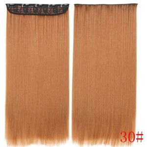 Planet Gates 30J# / 22inches 22Inch Long Straight Synthetic Clip in Hair Extension Heat Resistant 5 Clip Hairpiece Black Blonde Brown Synthetic Hair