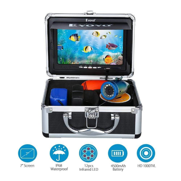 Planet Gates 30M 1000TVL Fish Finder Underwater Fishing Camera 7" Video  Monitor AntiSunshine Shielf Sunvisor Infrared IR LED