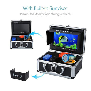 Planet Gates 30M 1000TVL Fish Finder Underwater Fishing Camera 7" Video  Monitor AntiSunshine Shielf Sunvisor Infrared IR LED