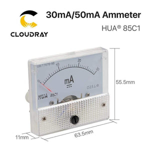 Planet Gates 30mA 50mA Ammeter HUA 85C1 DC 0-30mA 0-50mA Analog Amp Panel Meter Current for CO2 Laser Engraving Cutting Machine