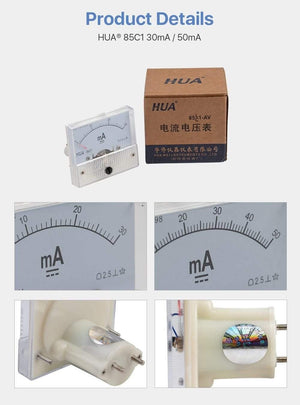 Planet Gates 30mA 50mA Ammeter HUA 85C1 DC 0-30mA 0-50mA Analog Amp Panel Meter Current for CO2 Laser Engraving Cutting Machine