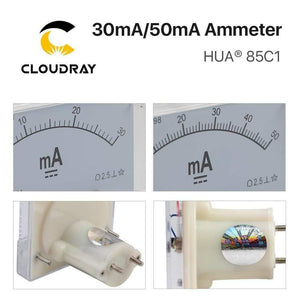 Planet Gates 30mA 50mA Ammeter HUA 85C1 DC 0-30mA 0-50mA Analog Amp Panel Meter Current for CO2 Laser Engraving Cutting Machine