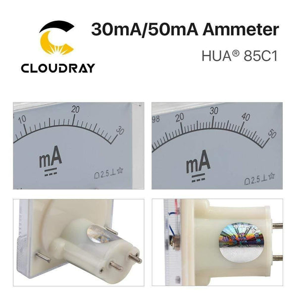 Planet Gates 30mA 50mA Ammeter HUA 85C1 DC 0-30mA 0-50mA Analog Amp Panel Meter Current for CO2 Laser Engraving Cutting Machine