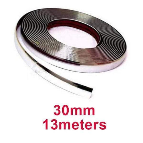 Planet Gates 30mm 13M Silver Car Chrome Styling Decoration Moulding Trim Strip Tape Auto DIY Protective Sticker 6mm 8mm 10mm 12mm 15mm 20mm 30mm