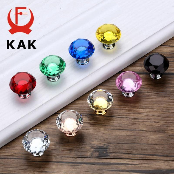 30mm Diamond Shape Design Crystal Glass Knobs Cupboard Pulls Drawer Knobs Kitchen Cabinet Handles Furniture Handle Hardware