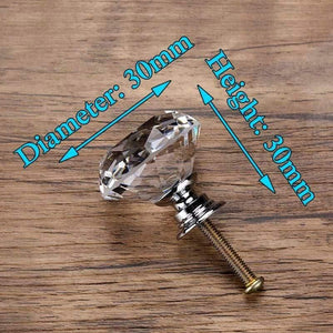 30mm Diamond Shape Design Crystal Glass Knobs Cupboard Pulls Drawer Knobs Kitchen Cabinet Handles Furniture Handle Hardware