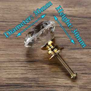 20-40mm Diamond Shape Design Crystal Glass Knobs Cupboard Drawer Pull Kitchen Cabinet Door Wardrobe Handles Hardware