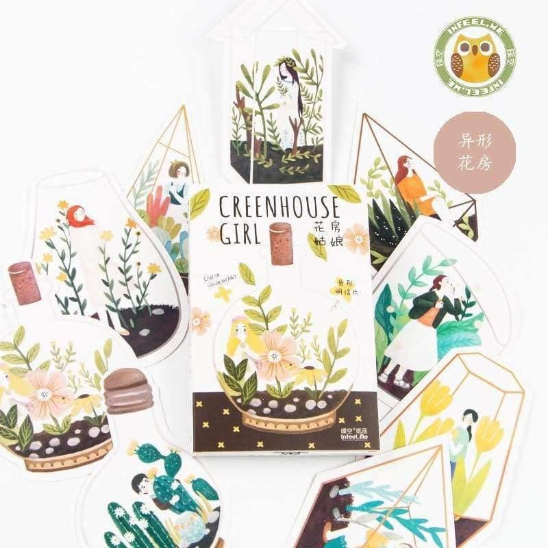 Planet Gates 30pcs /1lot Cute A greenhouse girl Greeting Cards Postcards Birthday Letter Business Gift Card Set Message Card