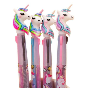 Planet Gates 30pcs/lot New Cute Unicorn 3 In 1 Multi Color Ballpoint Writing ballpoint pen School Office supplies
