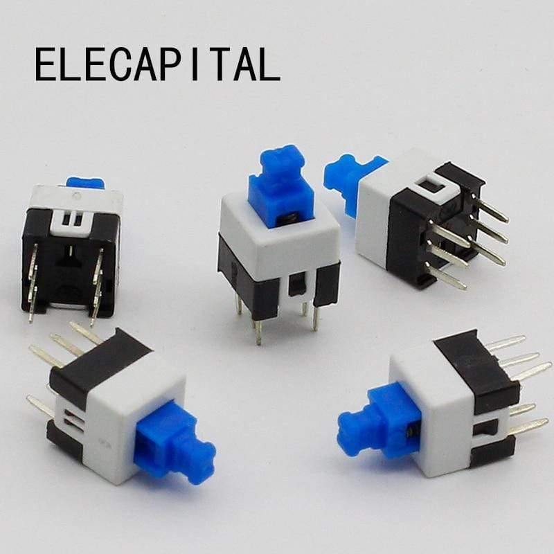 Planet Gates 30pcs/lot Square 7x7x12mm 6 Pin DPDT Mini Push Button Self-locking Switch G64 Multimeter Switch