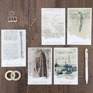 Planet Gates 30sheets/LOT Da Vinci Black and White Hand-painted English/Christmas and New Year gifts /postcard set /wish Card/business cards