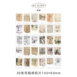 Planet Gates 30sheets/LOT Da Vinci Black and White Hand-painted English/Christmas and New Year gifts /postcard set /wish Card/business cards