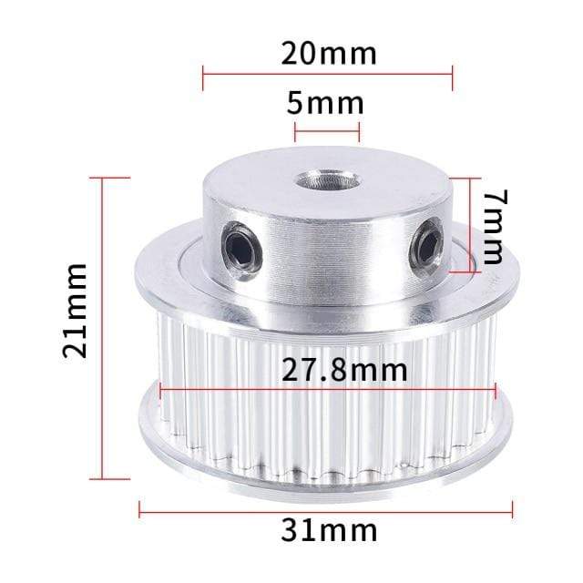 Planet Gates 2pcs 3GT 30 Tooth Pulley Wheel 3D Printer Parts Bore 5mm 6.35mm 8mm GT3 Timing Pulley Aluminium Gear Belt Width 10mm