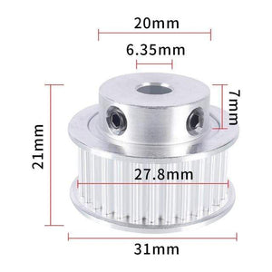 Planet Gates 30T W10 B6.35 2pcs 3GT 30 Tooth Pulley Wheel 3D Printer Parts Bore 5mm 6.35mm 8mm GT3 Timing Pulley Aluminium Gear Belt Width 10mm