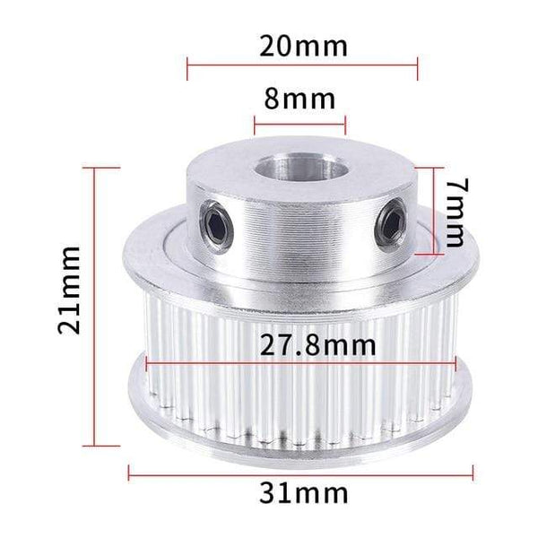 Planet Gates 30T W10 B8 2pcs 3GT 30 Tooth Pulley Wheel 3D Printer Parts Bore 5mm 6.35mm 8mm GT3 Timing Pulley Aluminium Gear Belt Width 10mm