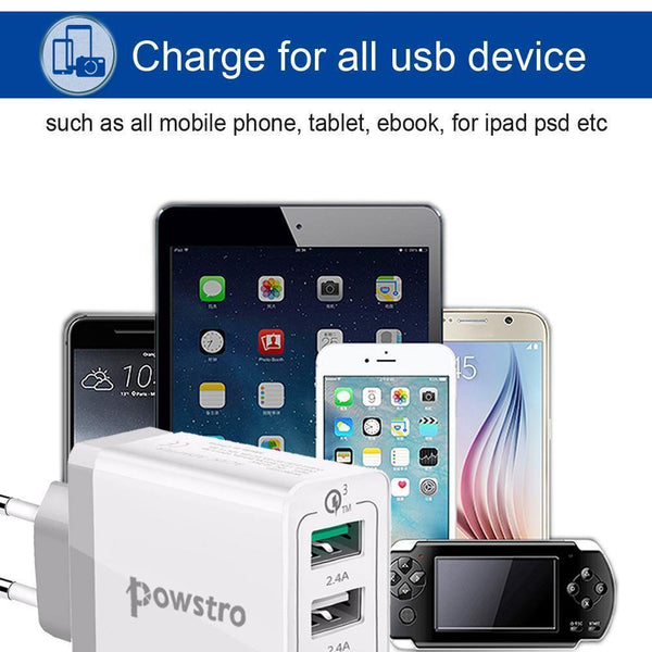 Planet Gates 30W Quick Charge 3.0 USB Charger 3 USB Mobile Phone Charger Adapter Wall Chargers for iPhone Samsung Android Phone