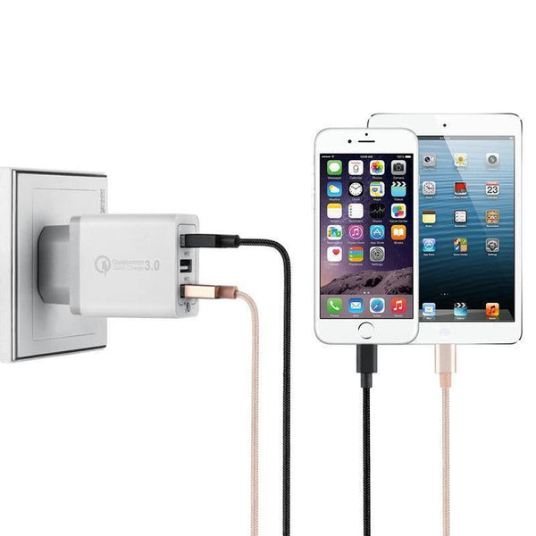 Planet Gates 30W Quick Charge 3.0 USB Charger 3 USB Mobile Phone Charger Adapter Wall Chargers for iPhone Samsung Android Phone