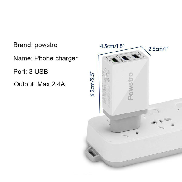 Planet Gates 30W Quick Charge 3.0 USB Charger 3 USB Mobile Phone Charger Adapter Wall Chargers for iPhone Samsung Android Phone