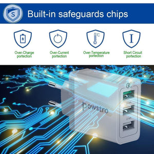 Planet Gates 30W Quick Charge 3.0 USB Charger 3 USB Mobile Phone Charger Adapter Wall Chargers for iPhone Samsung Android Phone