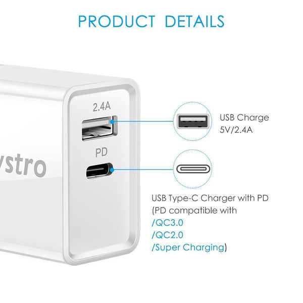 Planet Gates 30W Type-C Wall Charger Power Delivery Phone Charger Adapter For MacBook/iPhone X/8 Plus Xiaomi USB-C Portable PD Charger