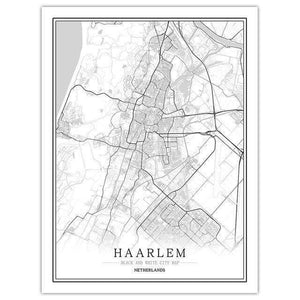 Netherlands Black White World City Map Poster Nordic Living Room Amsterdam Breda Wall Art Pictures Home Decor Canvas Painting