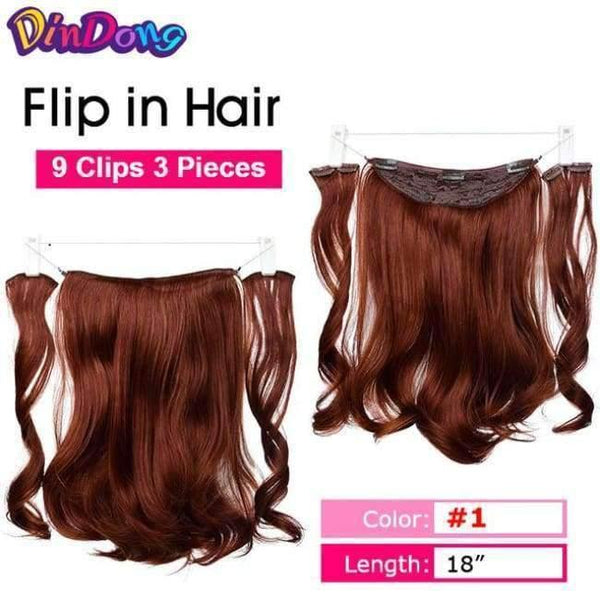 Planet Gates #31 / 24inches Synthetic Flip In Hair Wavy Clip in Hair Extensions 3/4 Half Wig 3 Styles 50 Colors Available Premium Heat Resistant