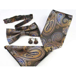 Planet Gates 31 GUSLESON New Plaid Paisley Tie Set 100% Silk Jacquard Mens Necktie Gravata Hanky Cufflinks Bowtie Set Mens Tie for Wedding Party