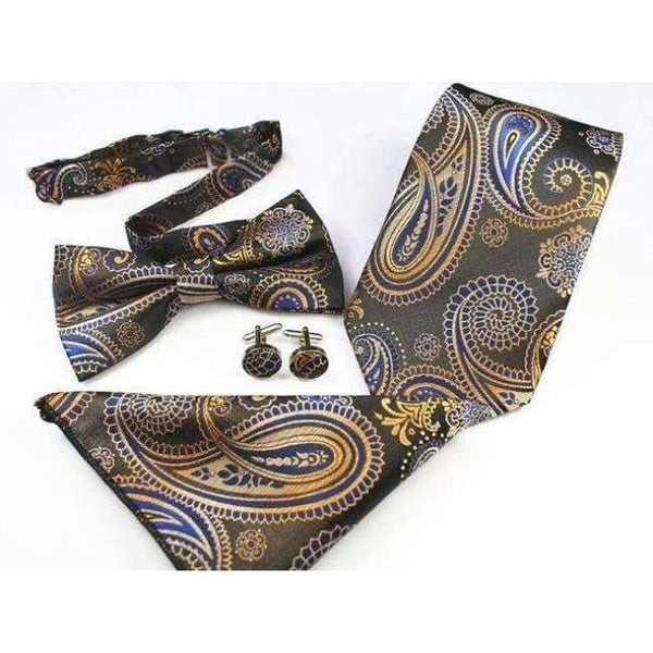 Planet Gates 31 GUSLESON New Plaid Paisley Tie Set 100% Silk Jacquard Mens Necktie Gravata Hanky Cufflinks Bowtie Set Mens Tie for Wedding Party