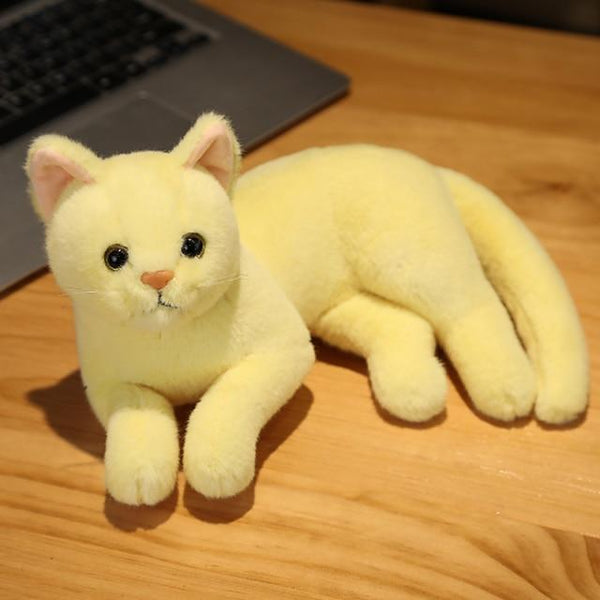 Planet Gates 31cm yellow Simulation Pillow Cat Plush Toys Realistic Animal Pet Children Home Decoration Holiday Christmas Gift
