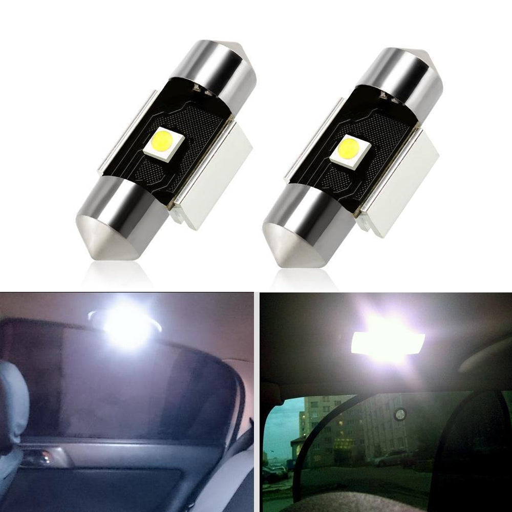 Planet Gates 31mm 2Pcs C5W LED Bulbs Canbus Festoon Light 31mm 36mm 39mm 41mm 6500K White Auto Dome Lamp License Plate Car Lights D020